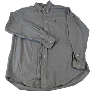 Polo Ralph Lauren Blake Mens Large Grey Glen Plaid Cotton Button Down Shirt